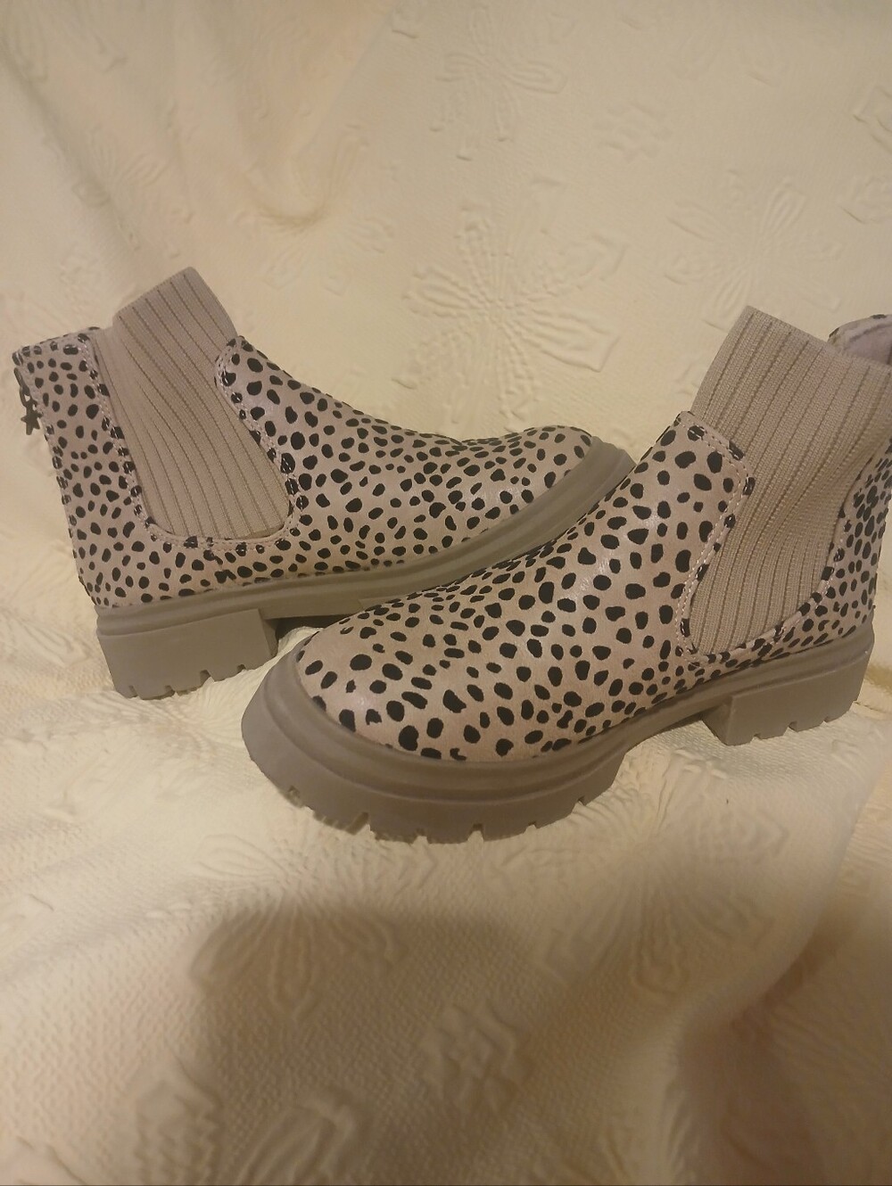 Leopard Print Taupe Chelsea Bootie with Lug Sole